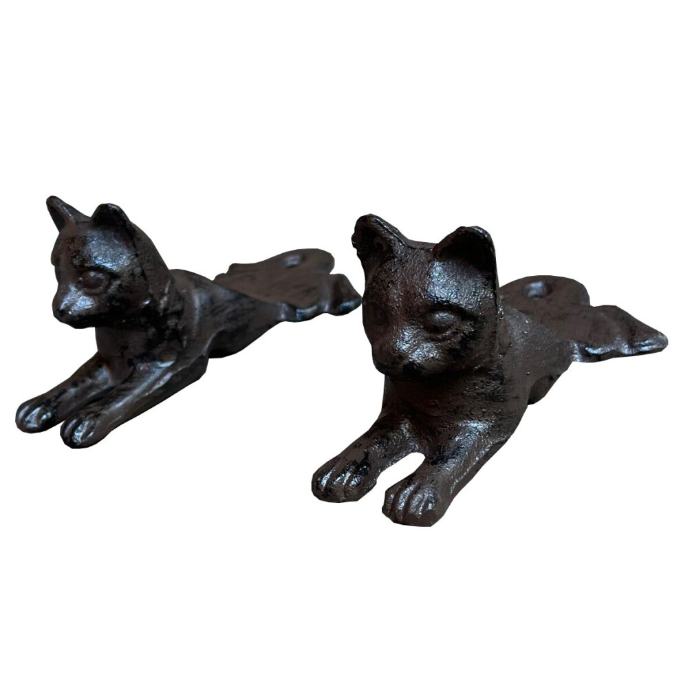 Cast Iron Cat Decorative Door Wedge Doorstop (Set of 2)