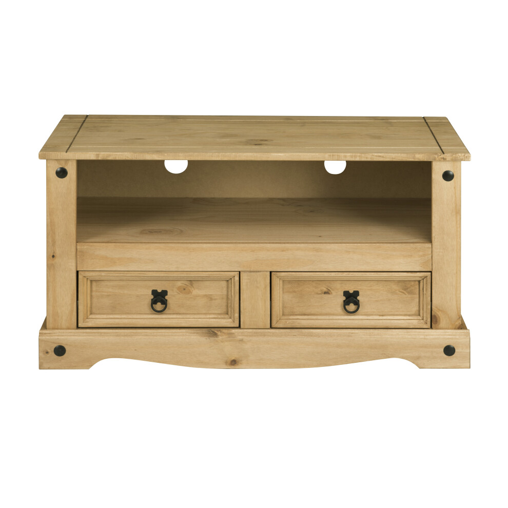 Corona TV Stand 2 Drawer Flat Screen Television Unit Mexican Pine