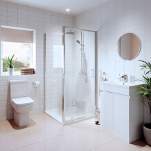 Bathroom Suite Pivot Shower Enclosure Vanity Unit Basin Sink Toilet WC 760mm