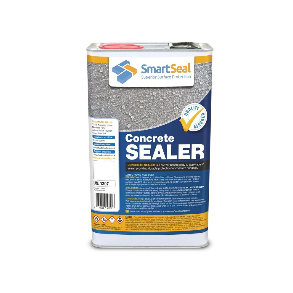 (5 Litres) Smartseal Concrete Sealer External - Driveway Sealer and Patio Sealer, Concrete Sealer, Solvent Based Acrylic