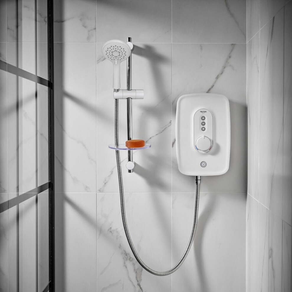 Triton Danzi 10.5kW Electric Shower Bathroom Shower Head Kit Gloss White