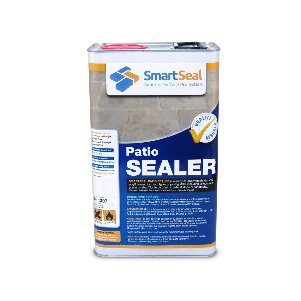 (5 Litres) Smartseal Patio Sealer - Protect Concrete Precast Slabs against Black Spot, Stain Resistant, Matt Finish, Concrete Sealer