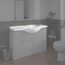 Bathroom WC Basin 1200mm Compact Sink Single Tap Hole White BASIN ONLY