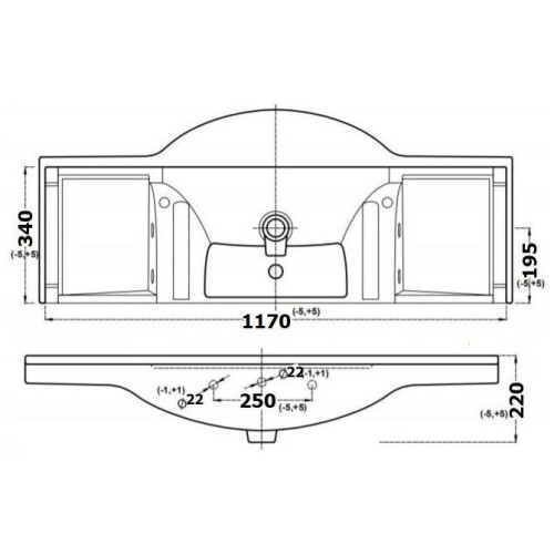 Bathroom WC Basin 1200mm Compact Sink Single Tap Hole White BASIN ONLY 1