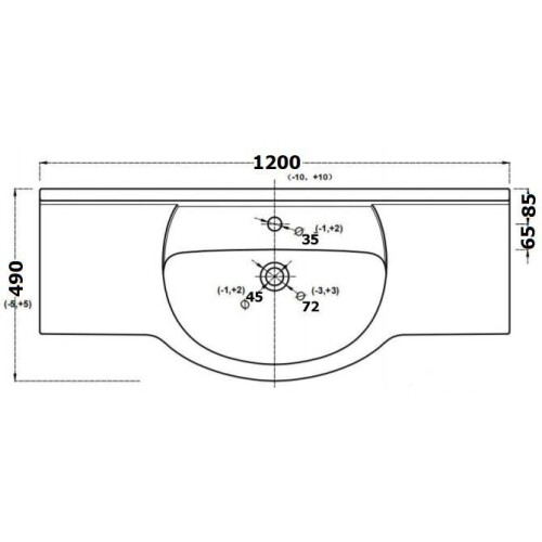 Bathroom WC Basin 1200mm Compact Sink Single Tap Hole White BASIN ONLY 2