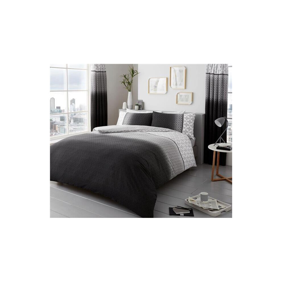 (King) Duvet sets grey ombre quilt cover & pillow cases contemporary bedding