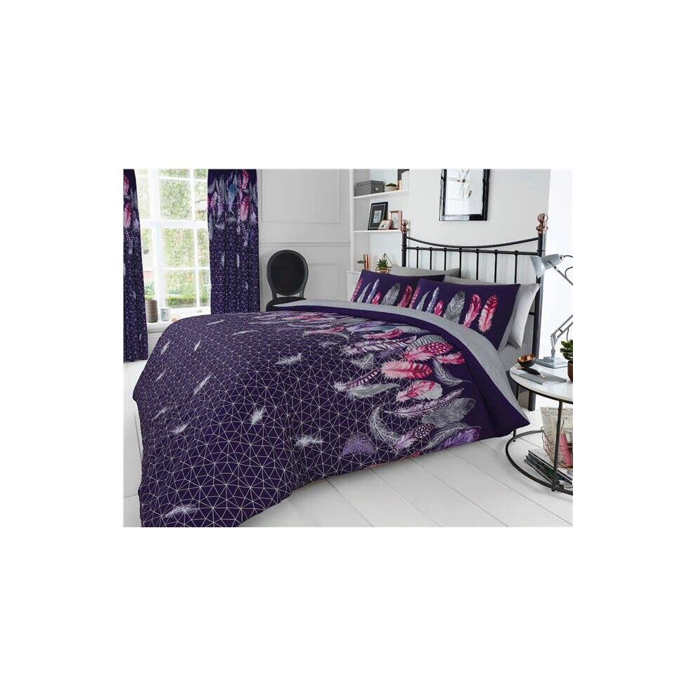 (Double) Duvet sets purple grey & pink dream catcher feathers quilt cover bedding