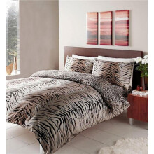 (King) Duvet Set Tiger Leopard Print Safari Bedding Quilt Cover Pillow Cases Reversible