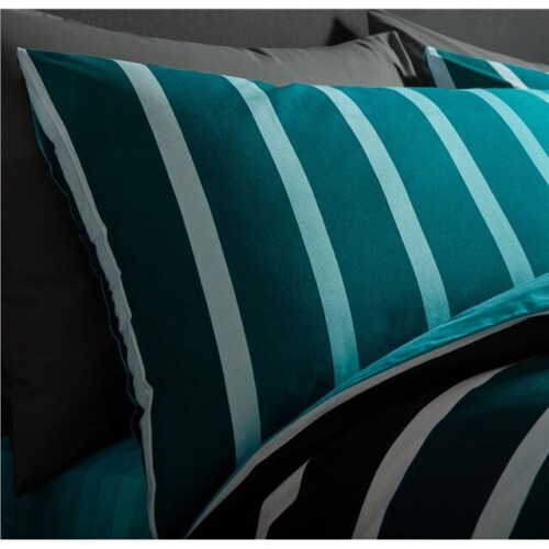 (King) Duvet sets teal stripe quilt cover bedding 2