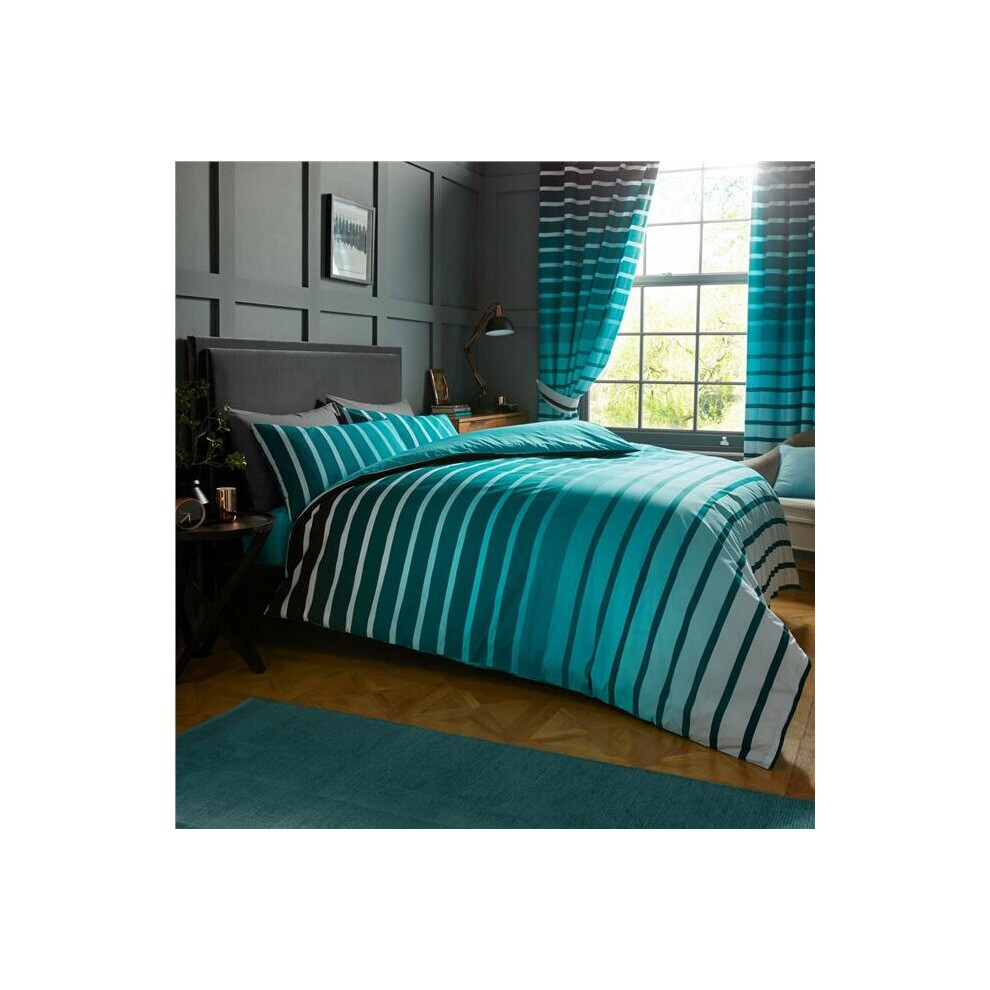 (Double) Duvet sets teal stripe quilt cover bedding