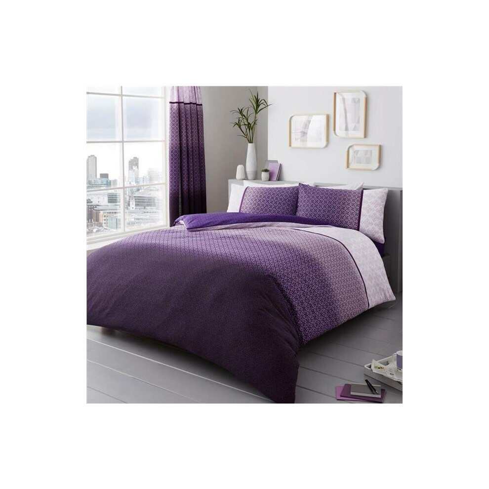 (King) Duvet sets purple ombre quilt cover & pillow cases contemporary bedding