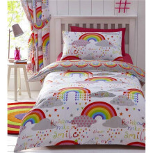 (Duvet Set - Double) Girls duvet cover sets rainbows bright bedding & curtains available