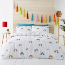 (Double) Bright rainbow duvet cover set bedding