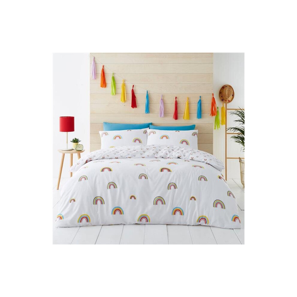 (Double) Bright rainbow duvet cover set bedding
