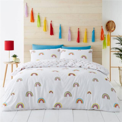 (Double) Bright rainbow duvet cover set bedding 1