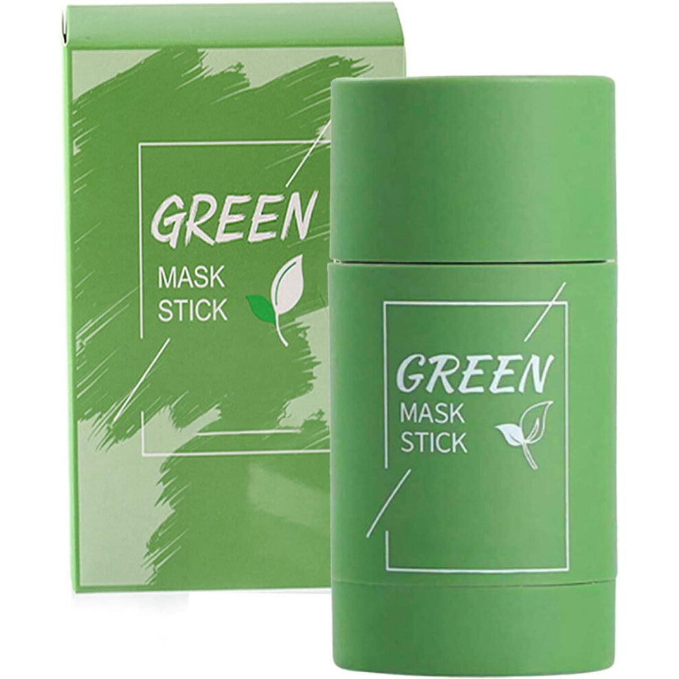 Green Mask Stick, Green Tea Purifying Clay Stick Mask, Face Moisturizes Oil Control, Deep Cleansing Smearing Clay Mask, Deep Clean Pore, Improves