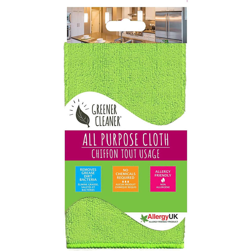 Living Eco Home All Purpose Cloth, Microfibre, Green, 30 x 35 x 0.4 cm-image-OPC-P9ZCKZV-NEW