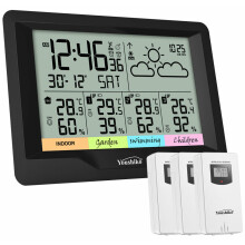 Youshiko YC9333 (Official 2022 UK Version), with 3 x Wireless Sensors Weather Station, Radio Controlled Clock