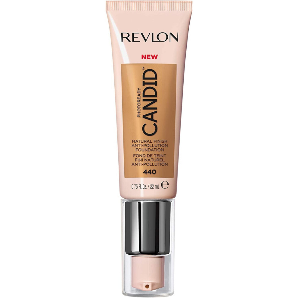 Revlon PhotoReady Candid Natural Finish Foundation, with Anti-Pollution, Antioxidant, Anti-Blue Light Ingredients, Caramel (440), 22ml