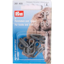 Prym Fur Hooks and Eyes Grey Covered, one Size