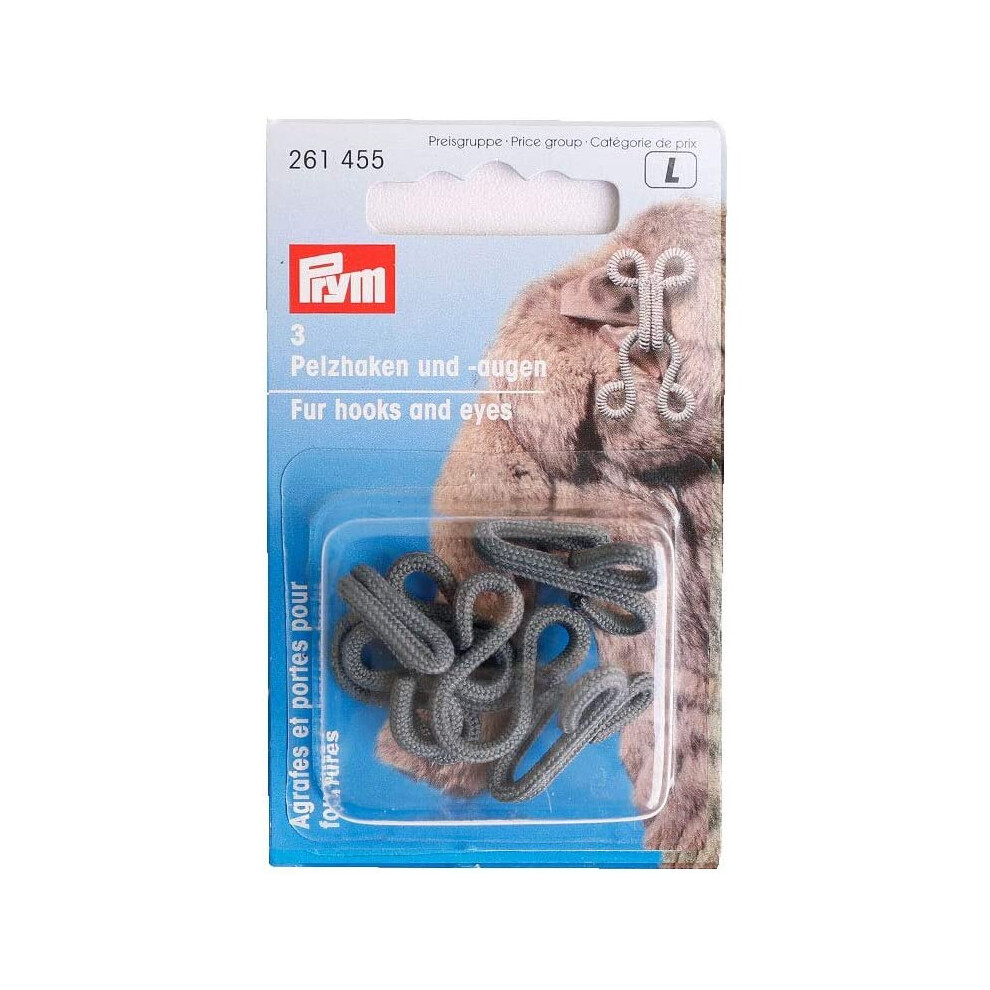Prym Fur Hooks And Eyes Covered, One Size Grey