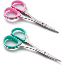 Beaditive Sewing and Embroidery Scissors Set (2 Pc.) Curved and Straight, Sharp, Stainless-Steel Design | Precision Tips, Ergonomic Rubber Handle Grip