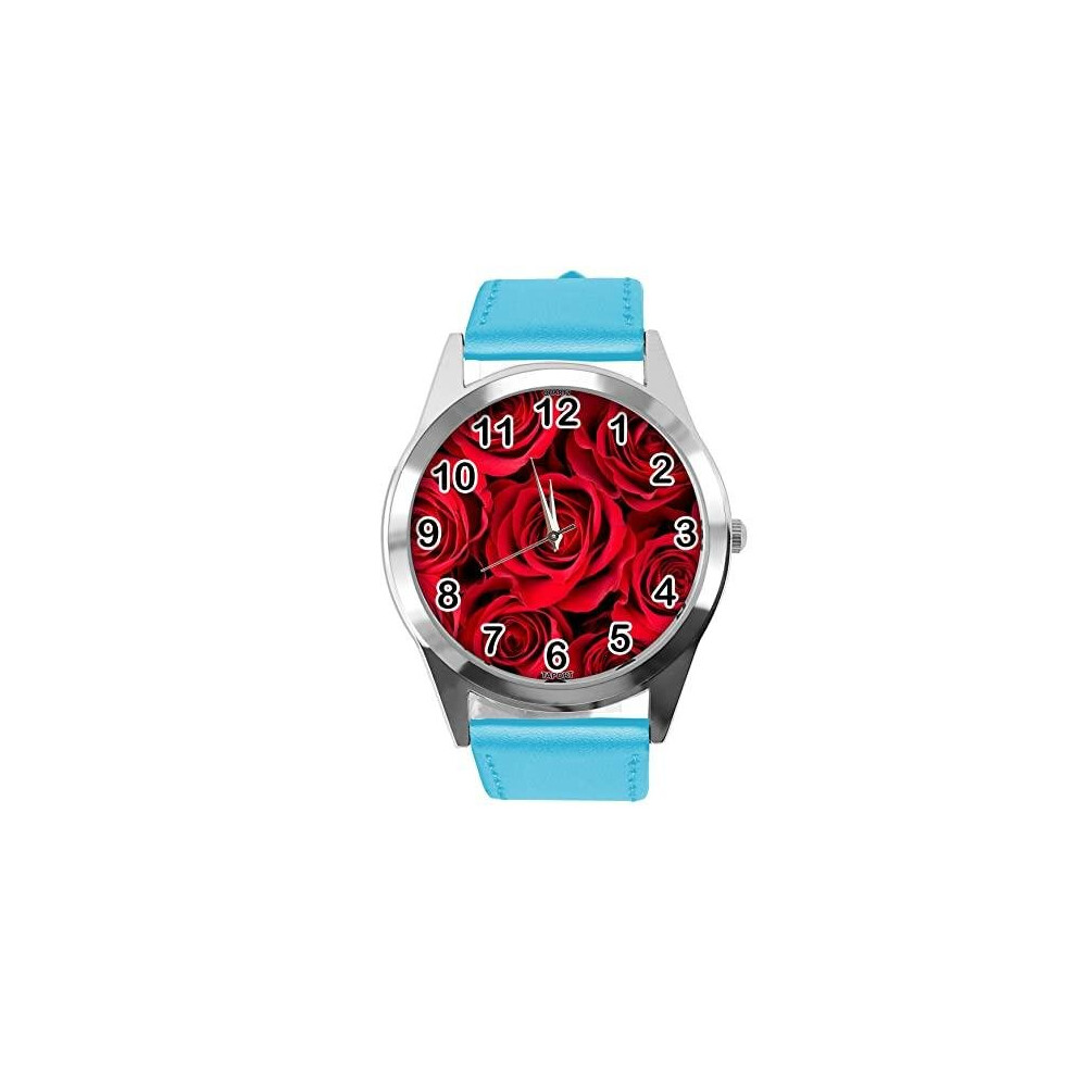 Blue Leather Round Watch for Flowers Fans e1-image-OPC-P9ZCPBH-NEW