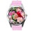 Pink Leather Round Watch for Flowers Fans e4 1