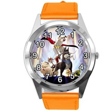 Orange Leather Round Watch for Fans of Pets