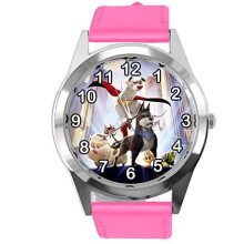 Hot Pink Leather Round Watch for Pets Fans