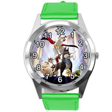 Green Leather Round Watch for Fans of Pets
