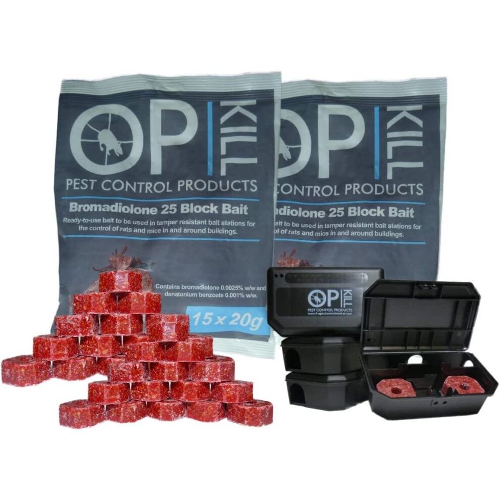 Opkill Rat Poison & Mouse killer Kit - 600g Strongest Bait Available Weatherproof Fast Acting and Safe for Professional and Domestic use (Professional-image-OPC-P9ZCTZB-NEW