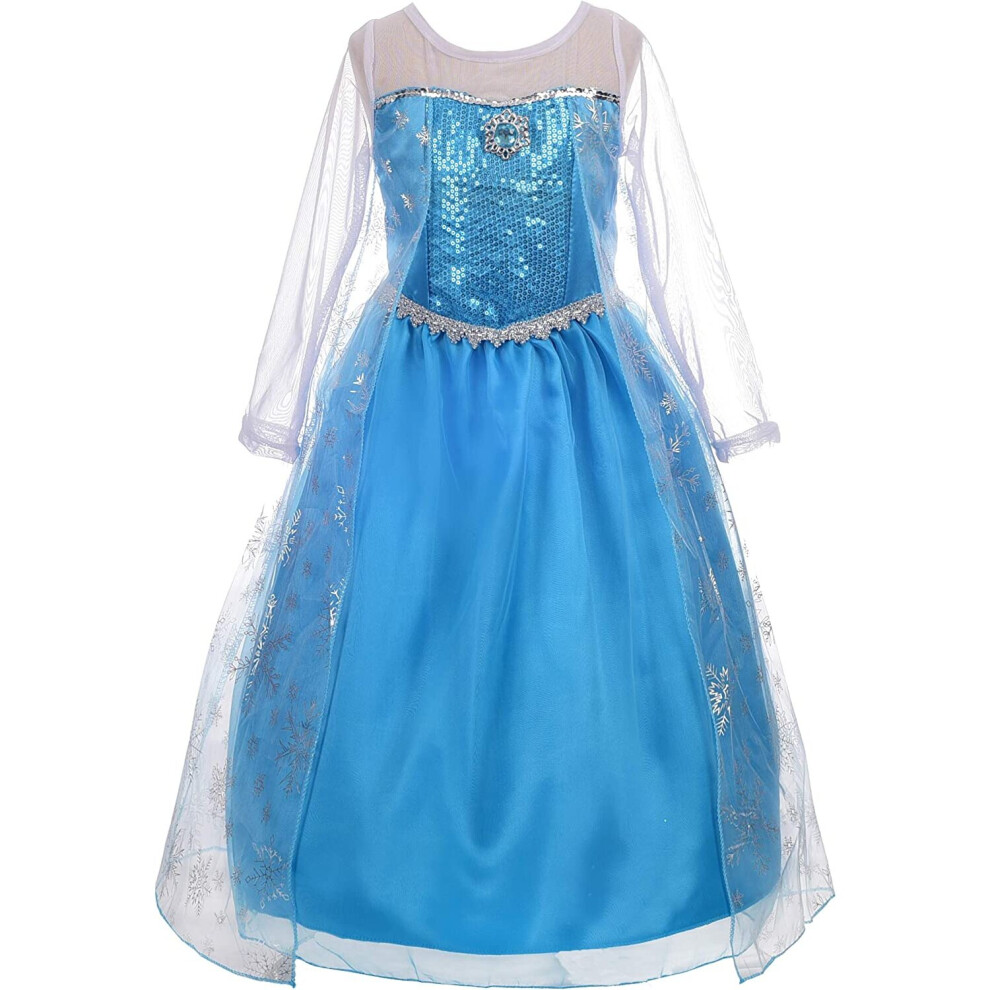 Lito Angels Princess Elsa Snow Queen Costume with Cape, Halloween Birthday Party Fancy Dress Up for Little Girls Kids, Age 2-3 Years, Style C