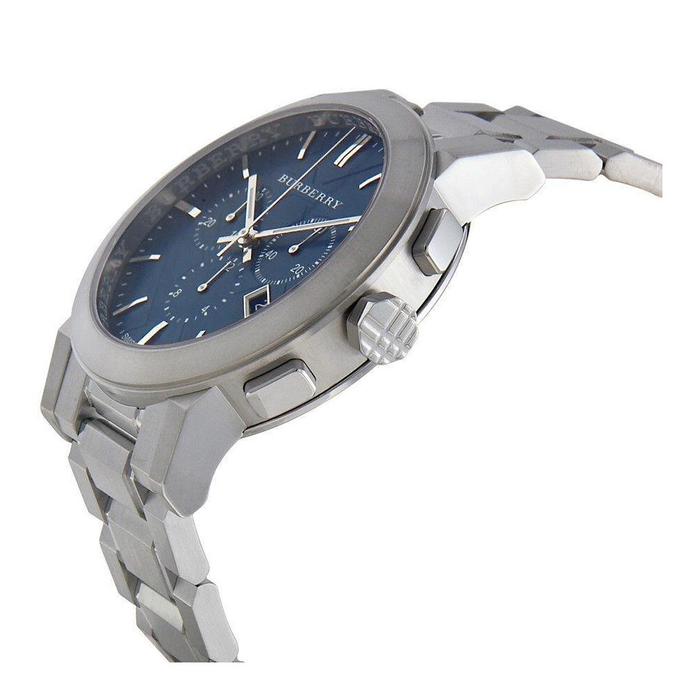 Burberry BU9363 Blue Dial Large Check Stainless Steel Men s Watch