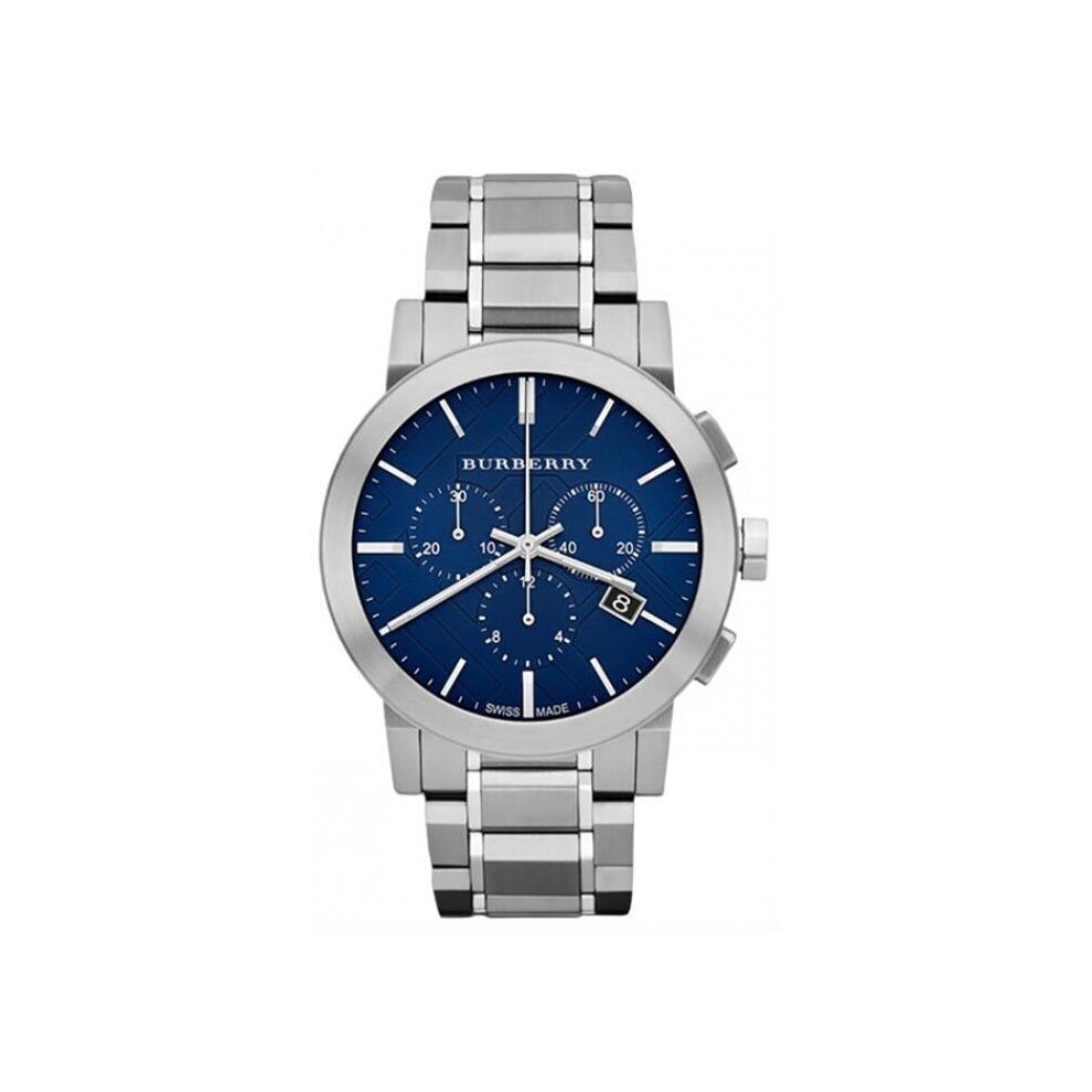Burberry BU9363 Blue Dial Large Check Stainless Steel Men's Watch