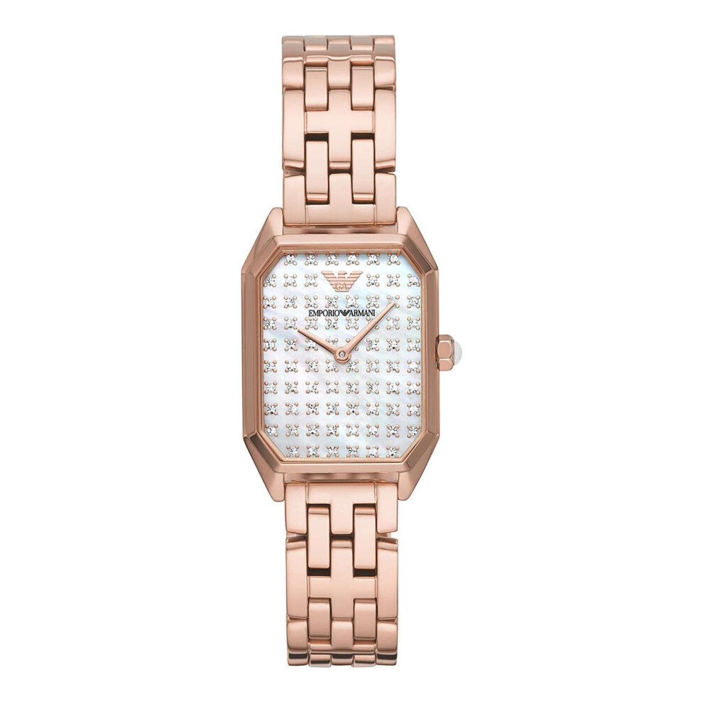 Armani Emporio Ar11389 Two Hand Rose Gold Tone Ladies Watch Multicoloured