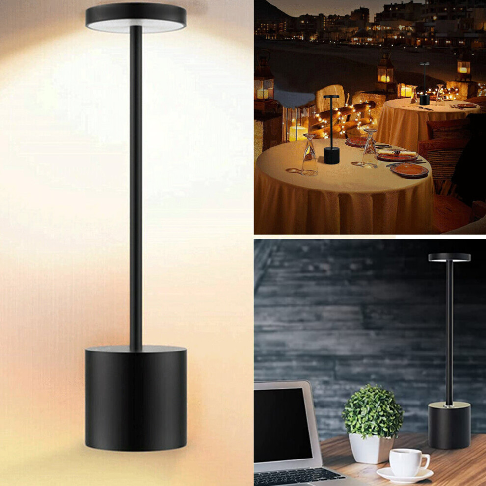 (Black) Cordless Rechargeable Led Table Lamp Desk Lights