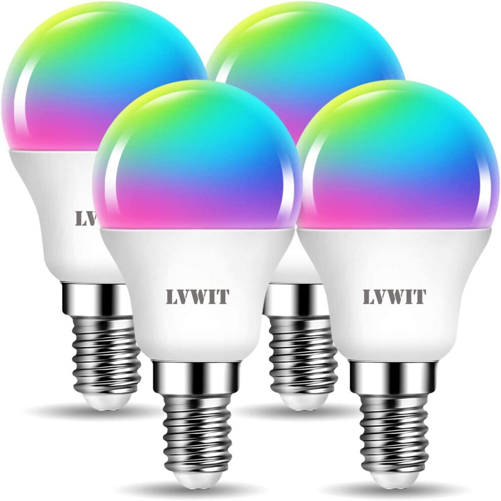 E14 Dimmable G45 Light Bulbs,Golf Smart LED Bulb, 470Lm, LVWIT E14 Color WiFi,5W Replace 40 Watt,Alexa Light Bulb Screw E14, Google Assistant, WiFi,-image-OPC-P9ZDF6X-NEW