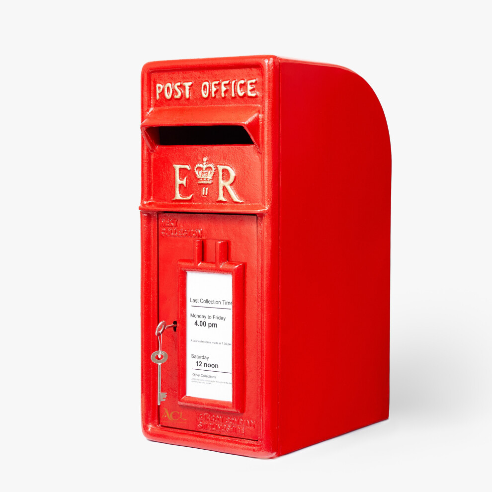 Royal Mail ER RED Post Box Cast Iron Pillar Letter Mail Free Standing