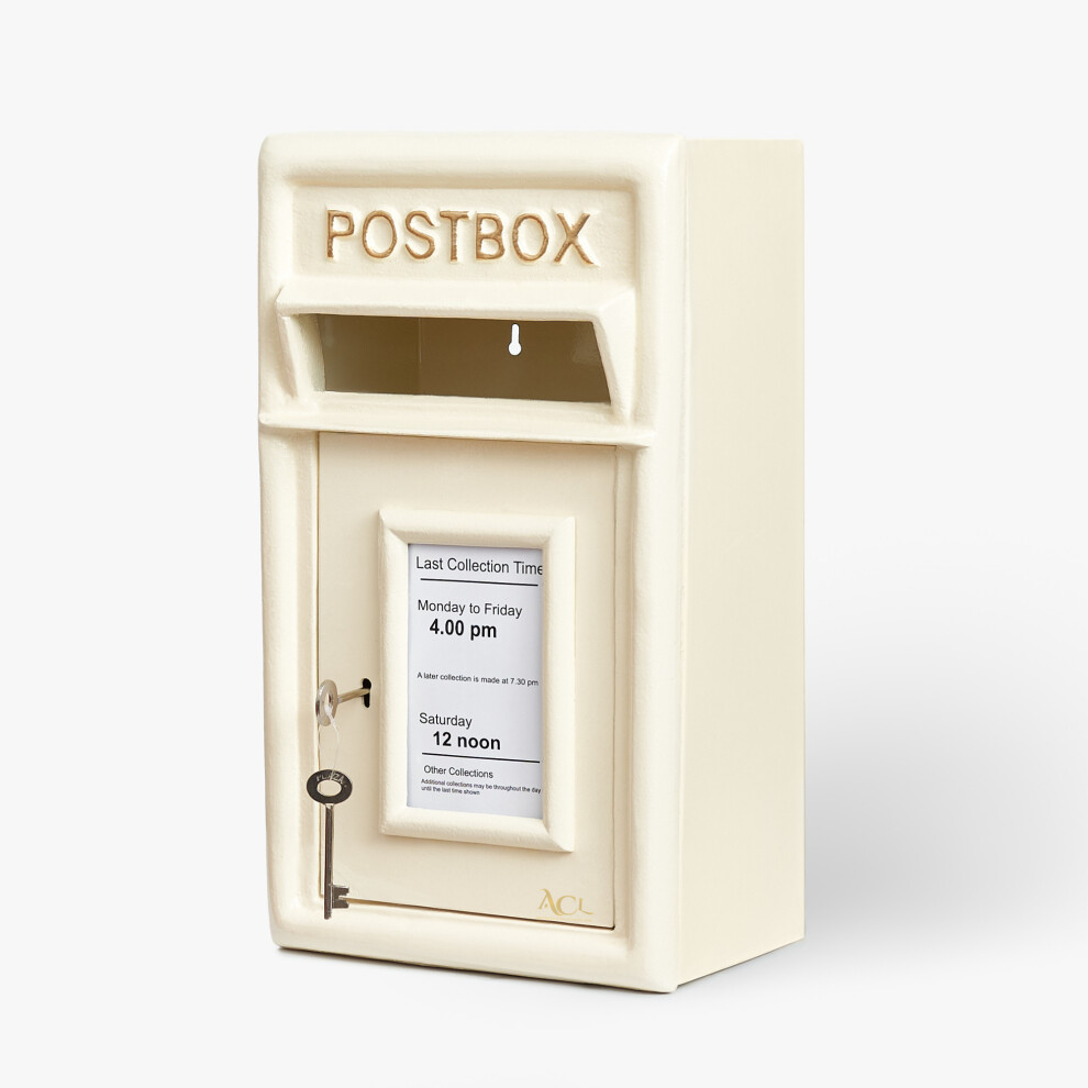 Post Box Wall Mounted Letterboxes with Lock, Rustproof Weatherproof Street Safe Lockable Cream Mailbox For Outside