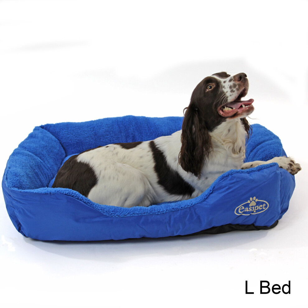 Actiaspet Blue Large Dog Bed In Faux Fur Washable Deluxe Cushion