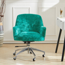 (Light Green) Velvet Upholstered Wheeled Swivel Office Chair