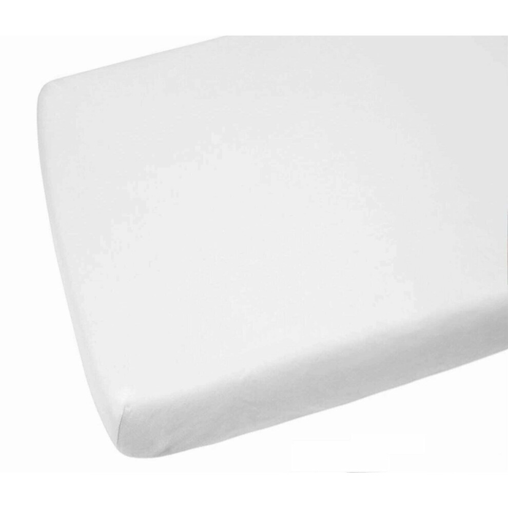 (White) 2X 100% Polycotton Cot Bed Fitted Sheets 70x140cm