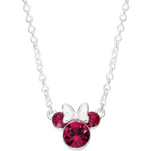 Minnie Mouse Silver Pink Stone Set Necklace N902352ROCTL-18