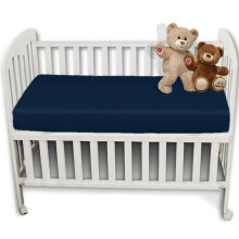 (Navy Blue) 2X 100% Polycotton Cot Bed Fitted Sheets 70x140cm