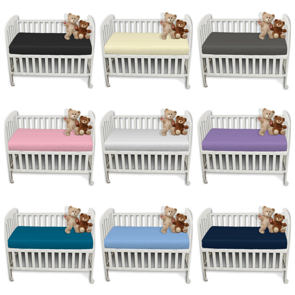 (Lilac) 2X 100% Polycotton Cot Bed Fitted Sheets 70x140cm