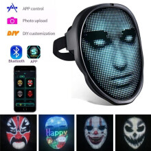 LED Programmable FULL Face Mask App Control Mask Cosplay Rechargeable
