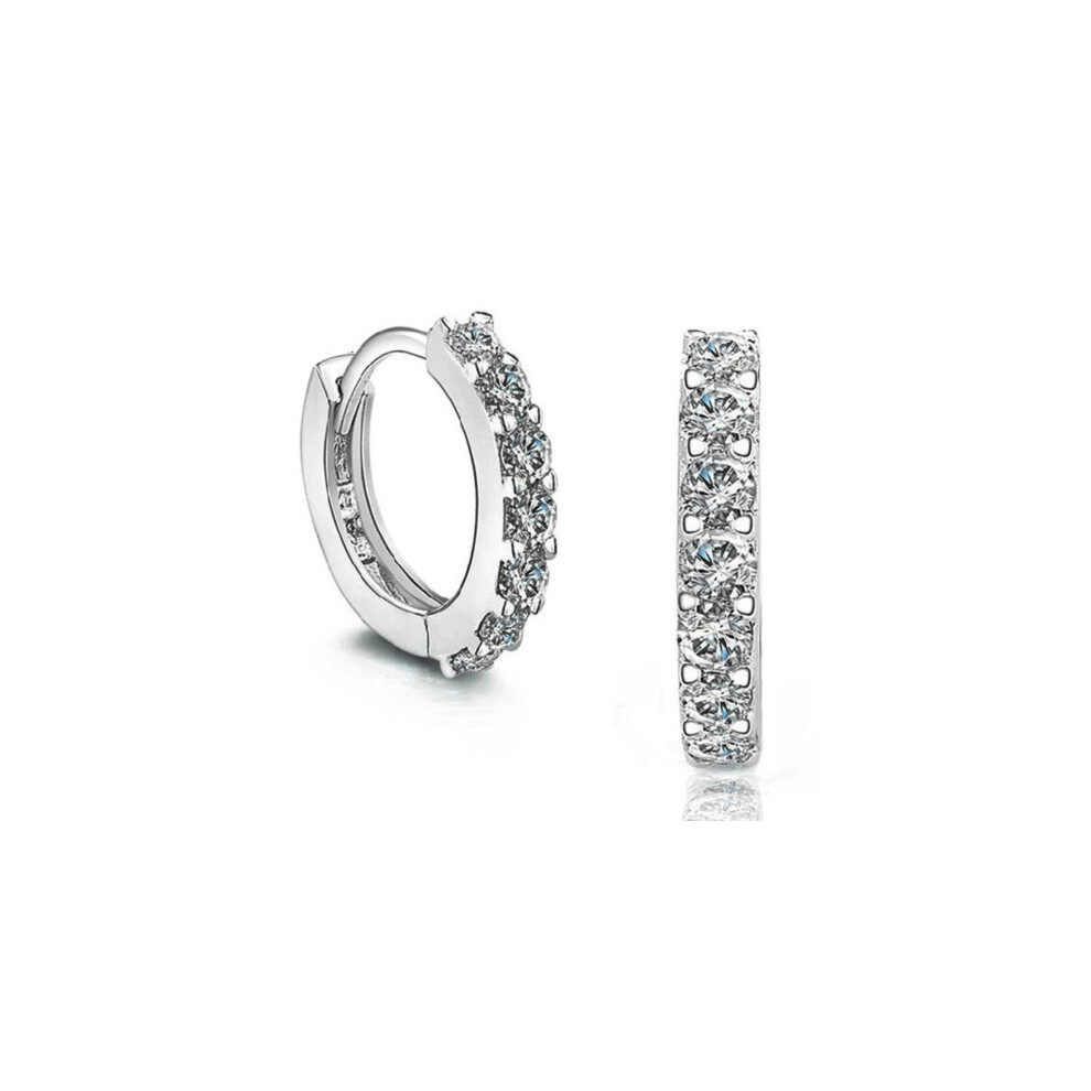 925 Sterling Silver Sleep Hoop Stone Stud Earrings Christmas Girl Jewellery Gift
