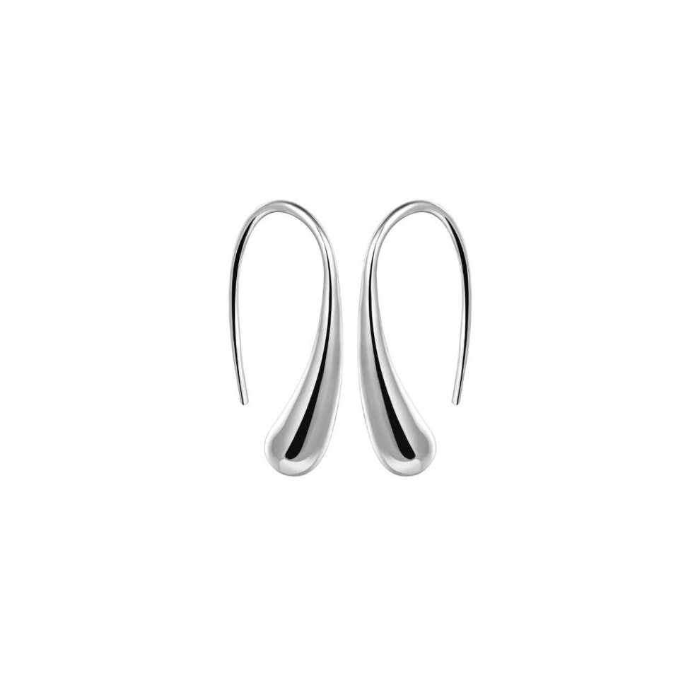 (Silver) Women Earrings Hook Tear Drop Dangle Studs 925 Sterling Silver Black Rose Gold