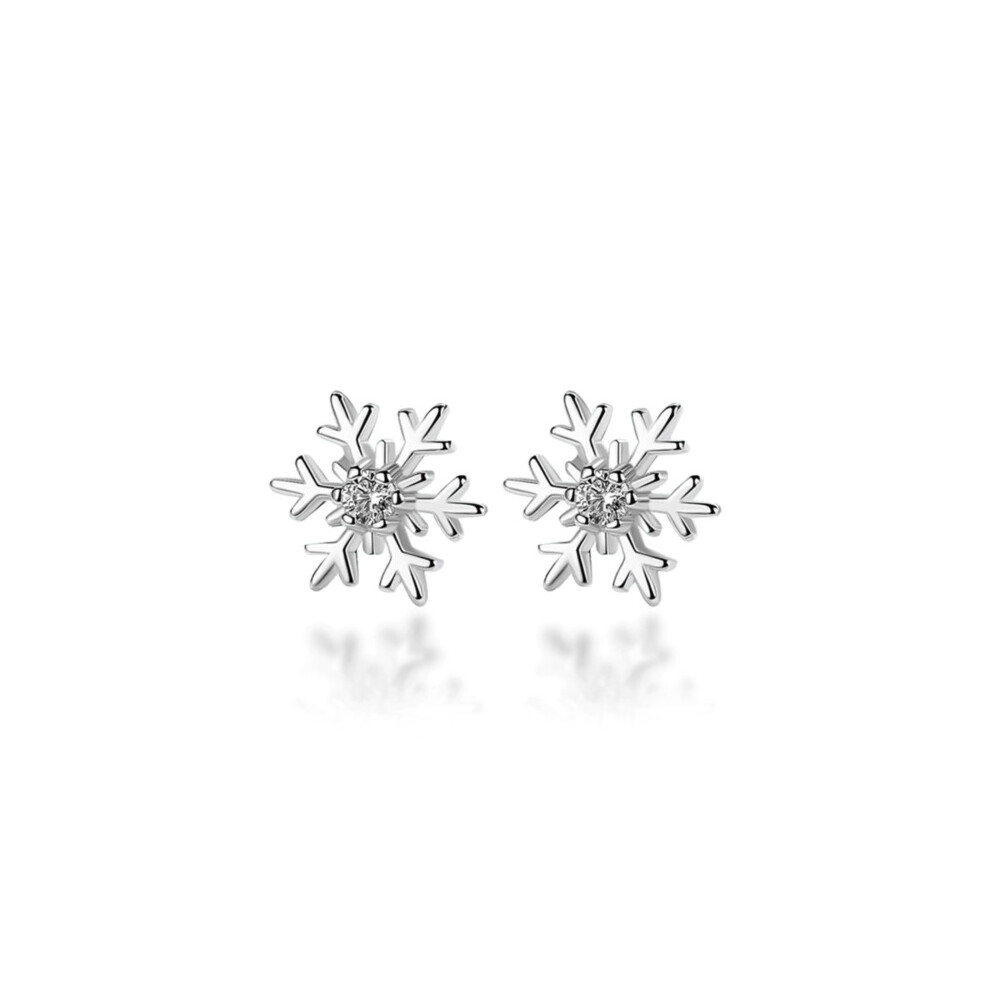 Snowflake Stud Earrings 925 Sterling Silver Women Girl Jewellery Christmas Gift
